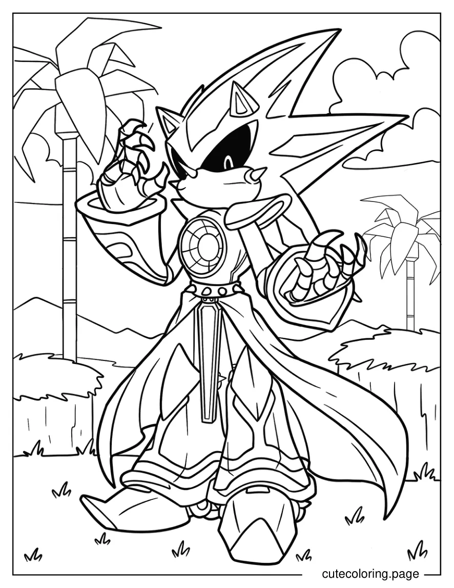 Neo Metal Sonic Standing In Angel Island coloring page