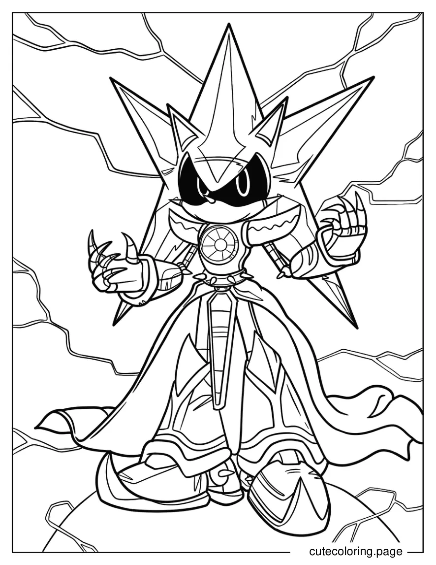 Neo Metal Sonic Surrounded By Lightning Coloring Sheet coloring page