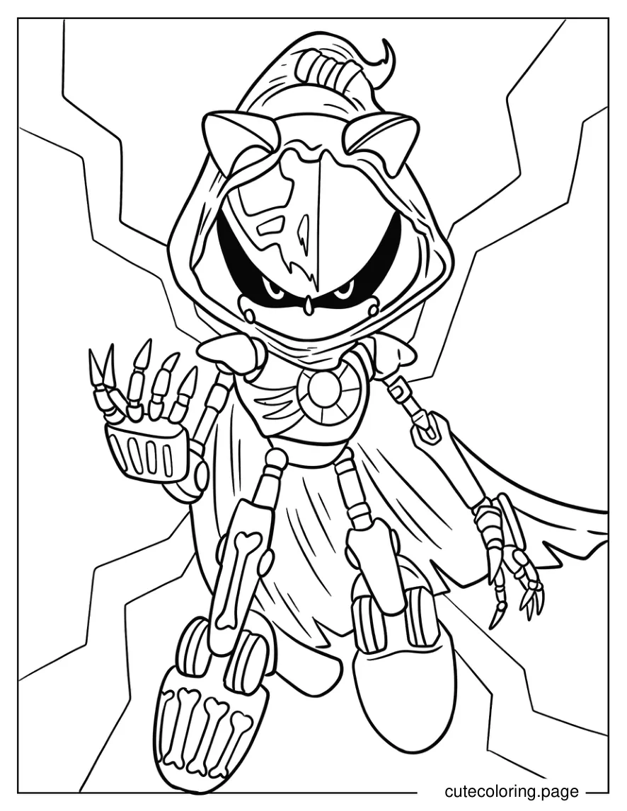 Scary Metal Sonic Wearing Cape Coloring Sheet coloring page