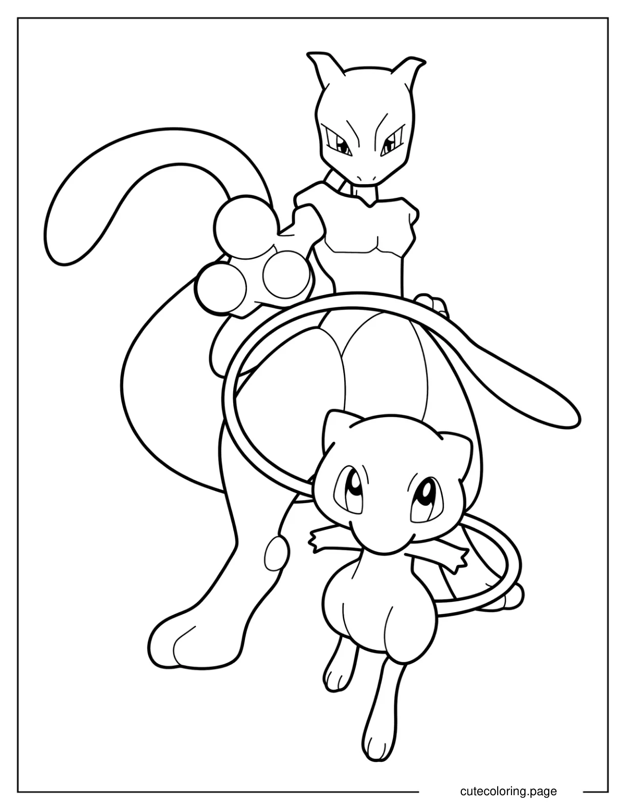 Mew With Mewtwo Coloring Page coloring page