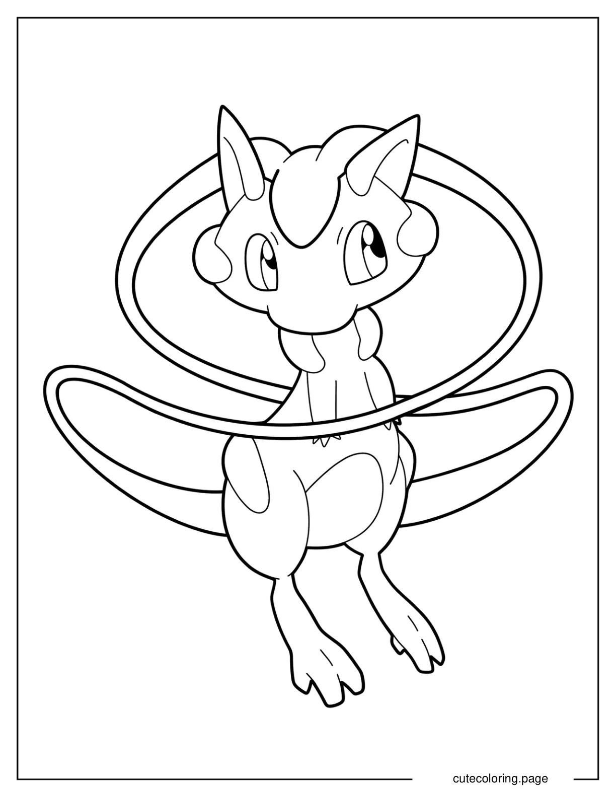 Simple Mega Mew Outline Coloring Sheet coloring page