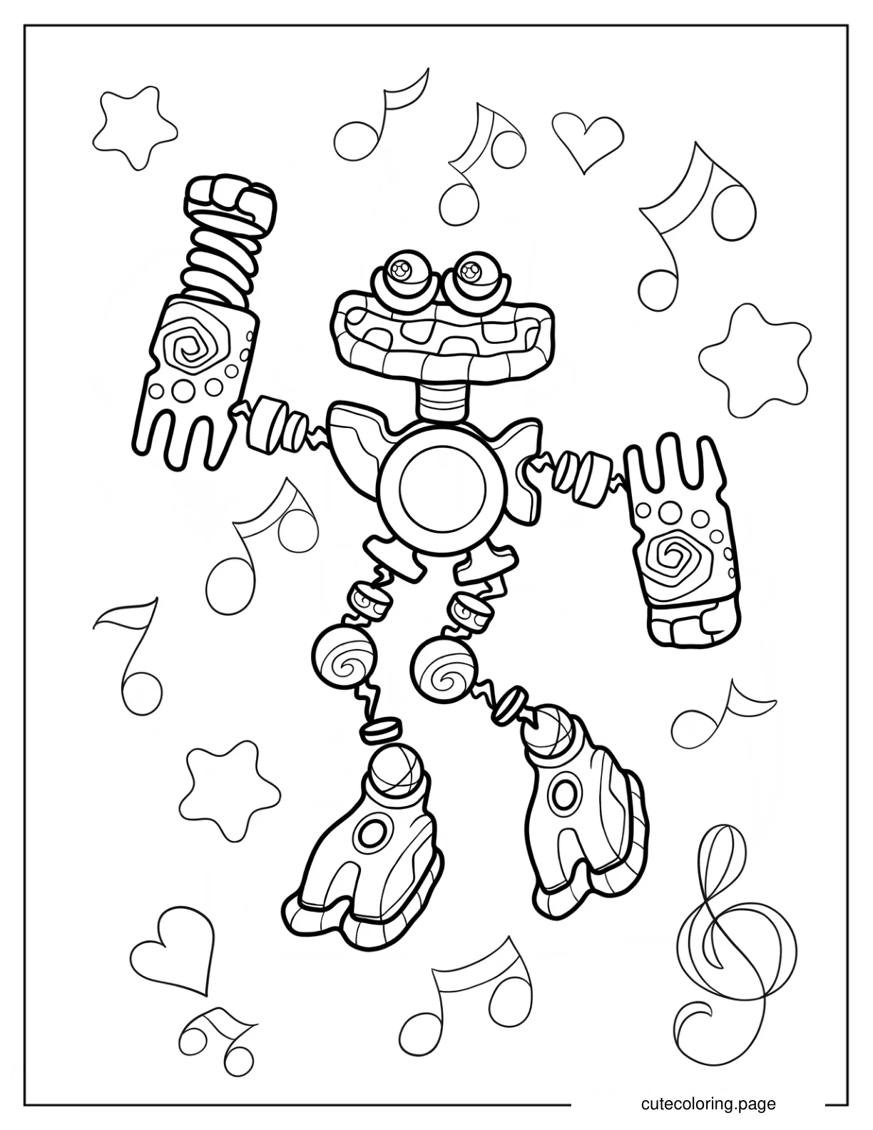 Kawaii Wubbox Waving My Singing Monsters Coloring Sheet coloring page