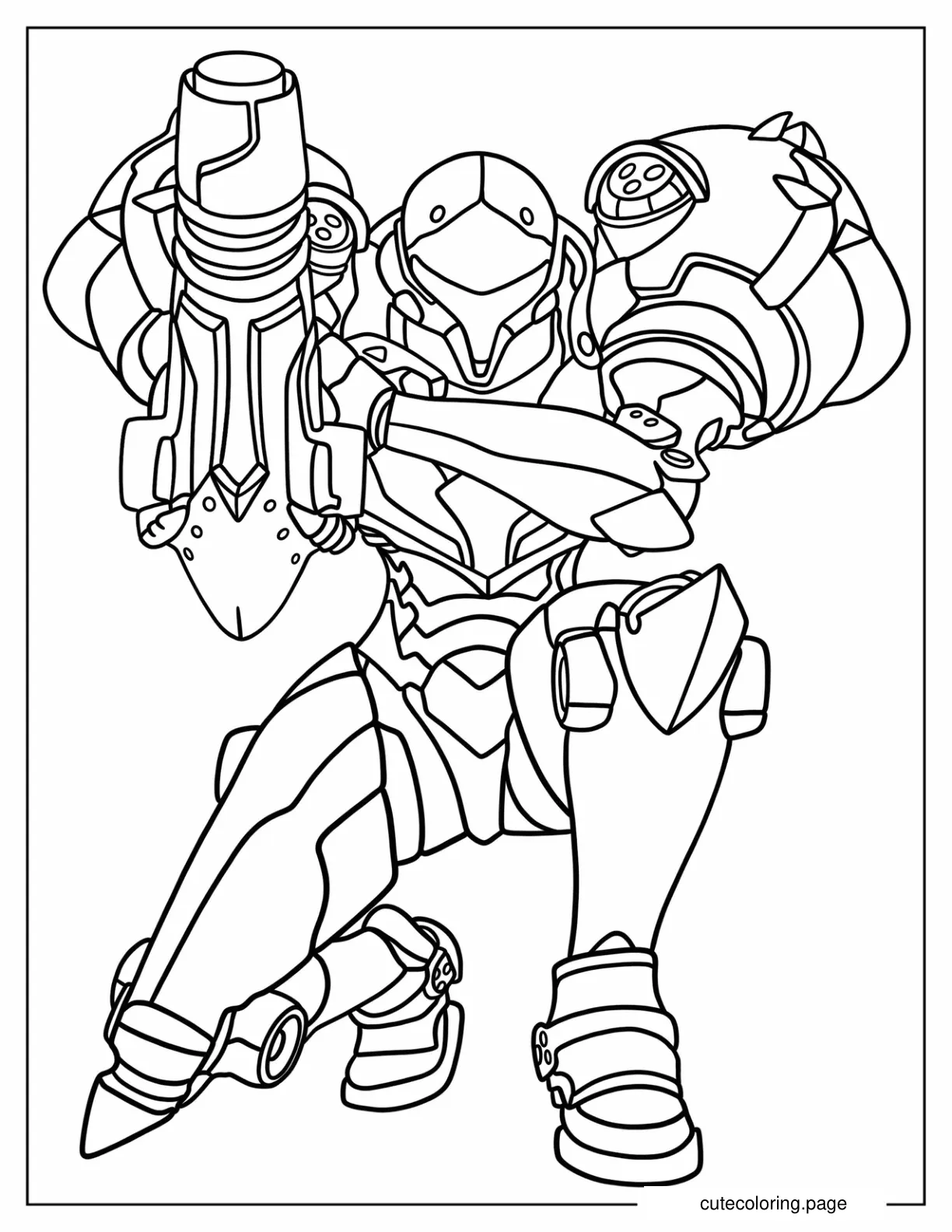 Detailed Nintendo Metroid Samus Aran coloring page