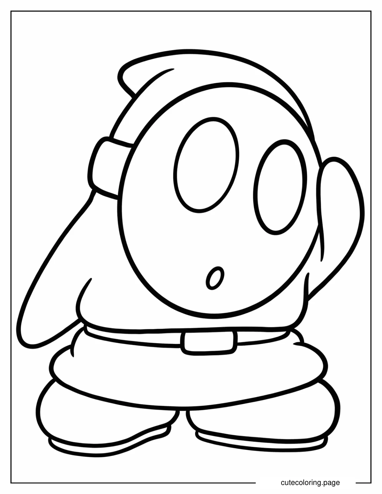 Easy Outline Of Nintendo Shy Guy Coloring Page For Kids coloring page