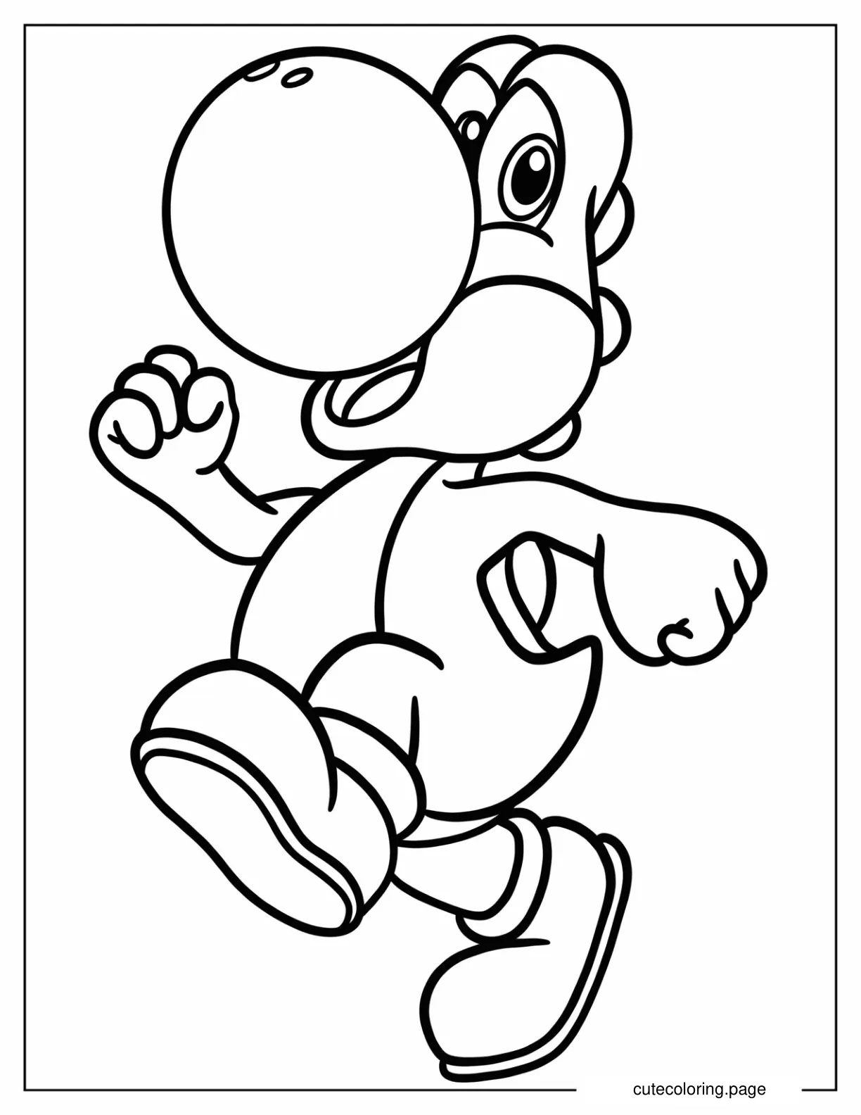 Kawaii Yoshi Running Coloring Sheet For Preschoolers coloring page