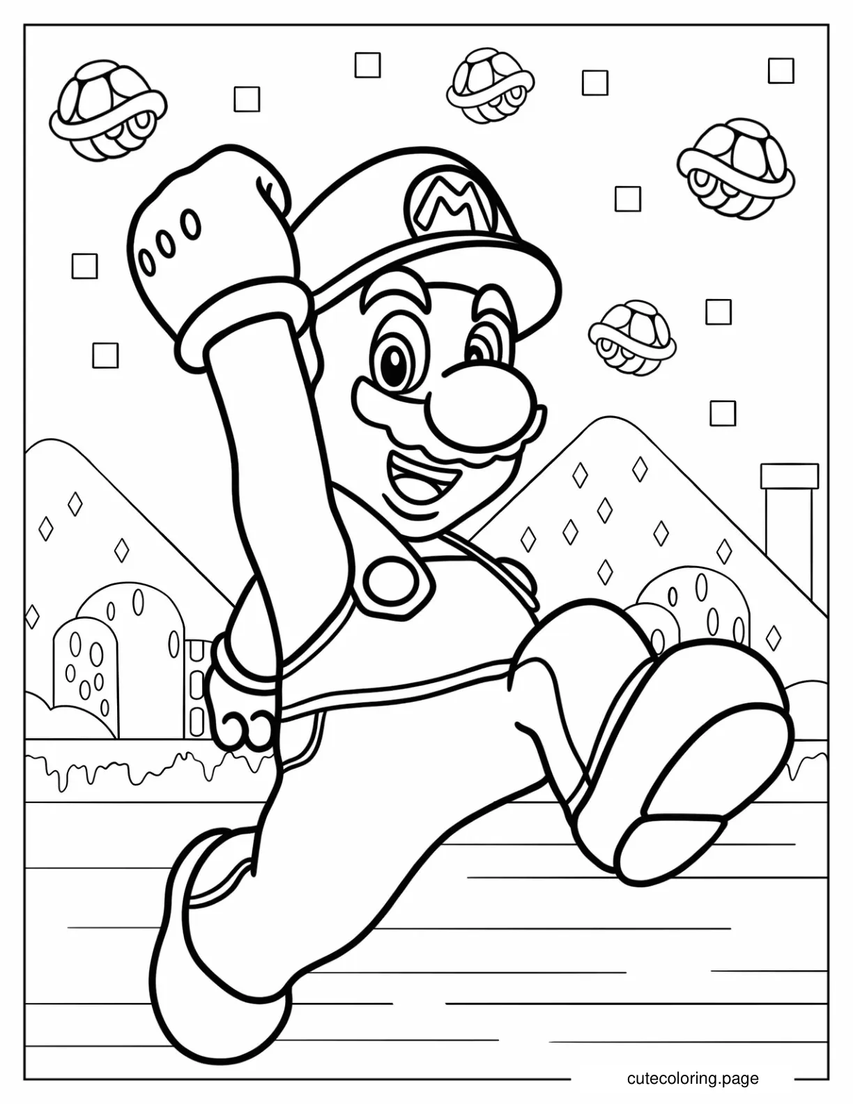 Mario With Fist In The Air Coloring Page coloring page