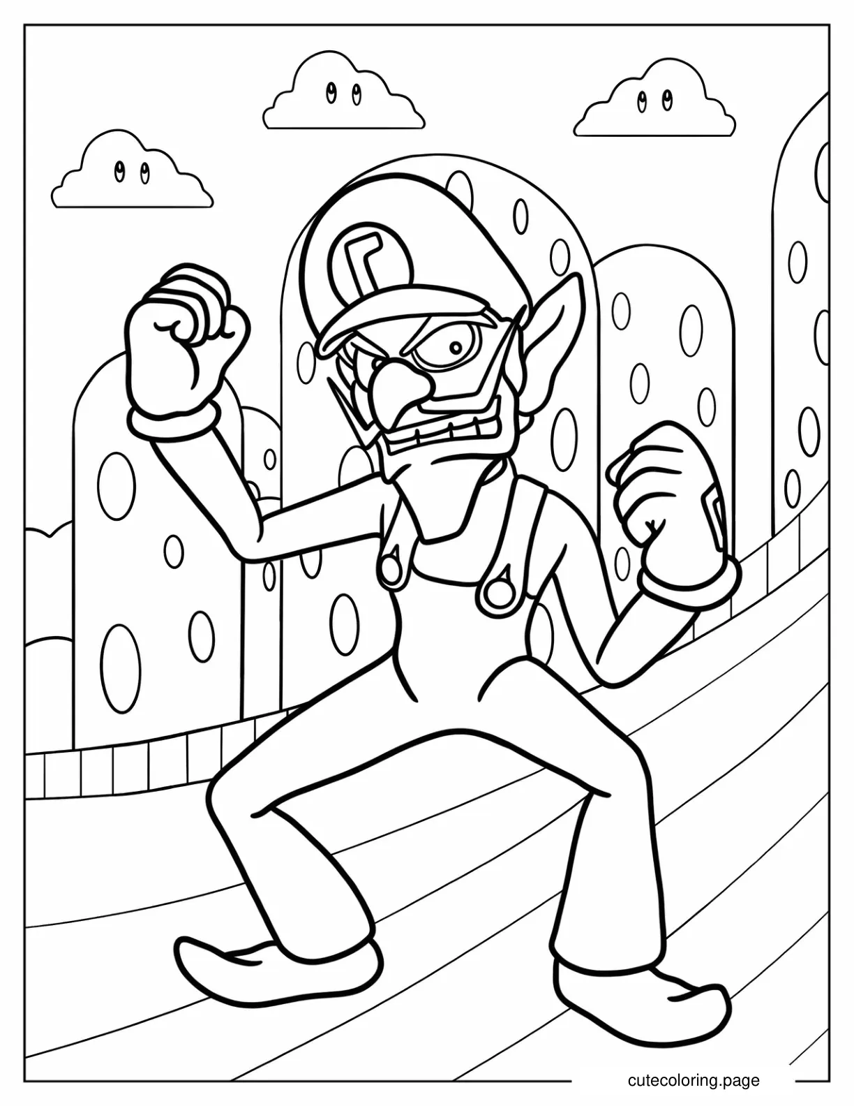 Nintendo Angry Waluigi Coloring Sheet coloring page