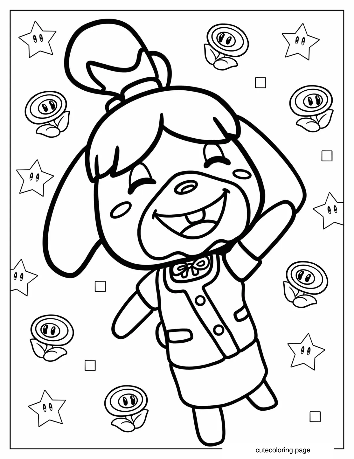 Nintendo Animal Crossing Isabelle Coloring Sheet coloring page