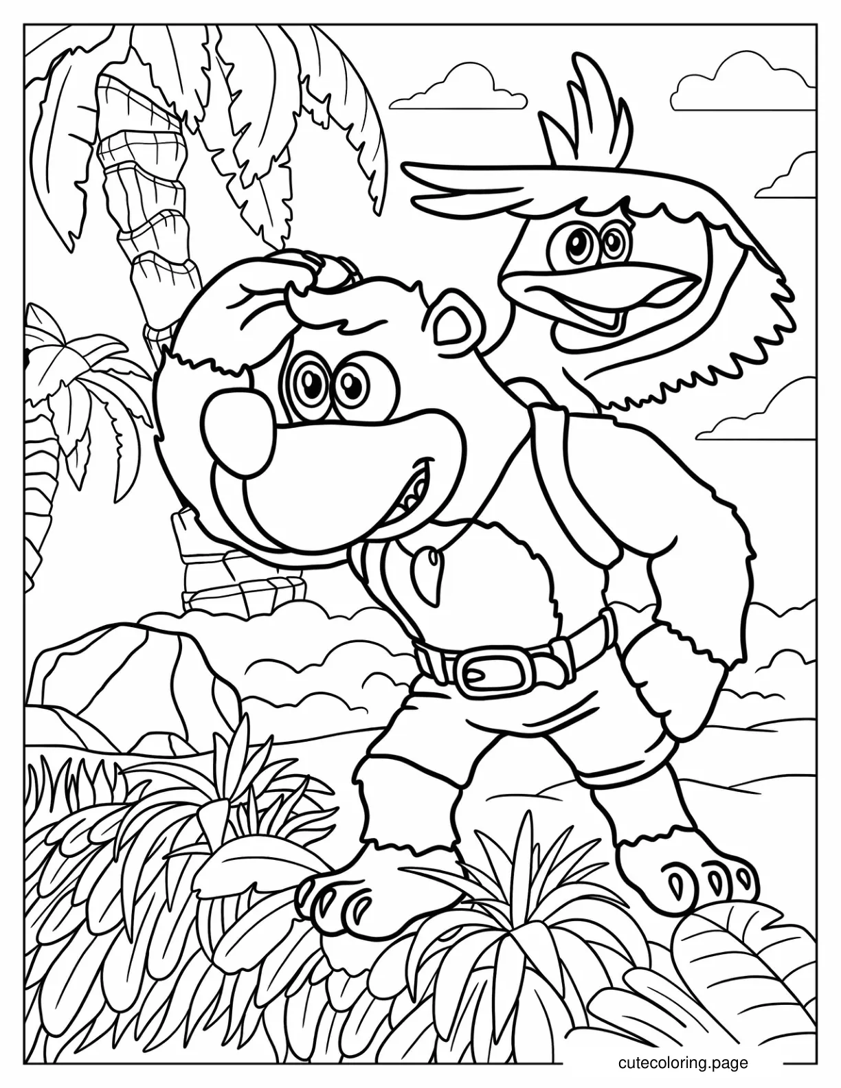 Nintendo Banjo Kazooie In The Jungle Coloring Page For Kids coloring page