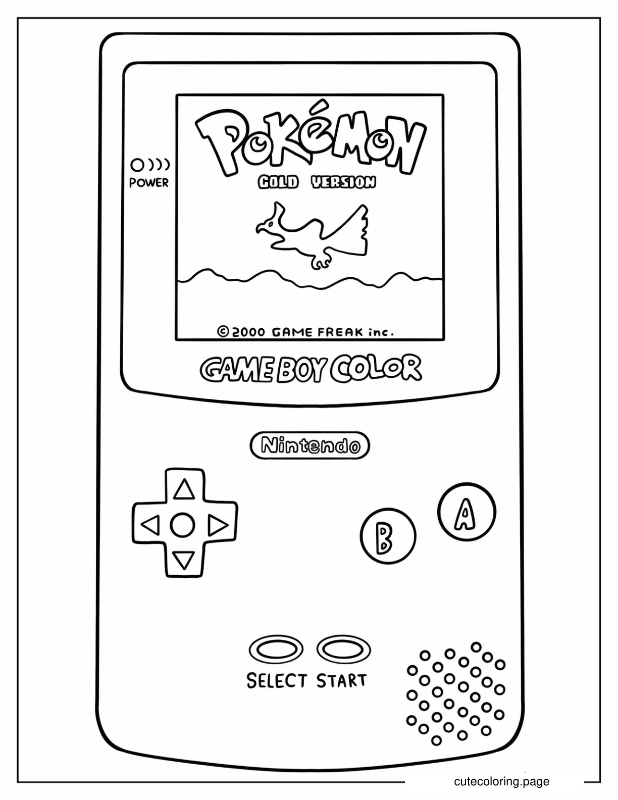 Nintendo Game Boy Color With Pokemon Game coloring page