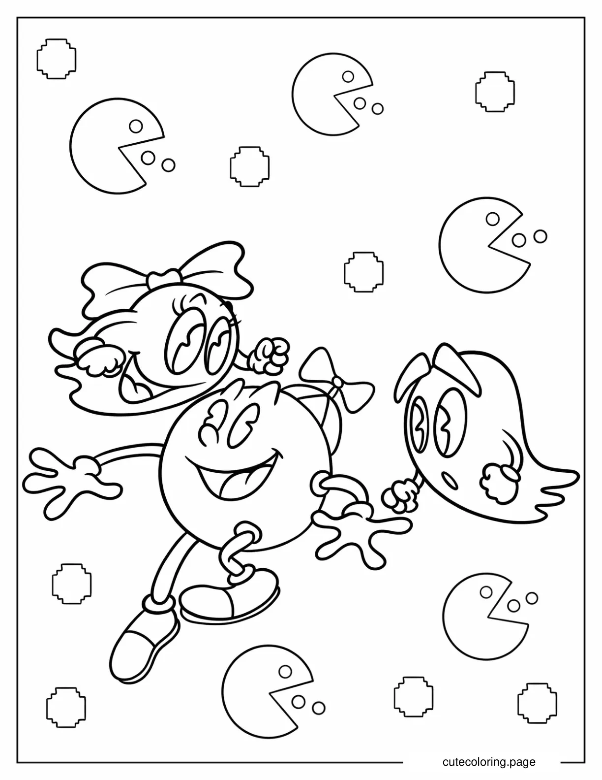 Blinky And Clyde Ghosts Chasing Pac Man coloring page