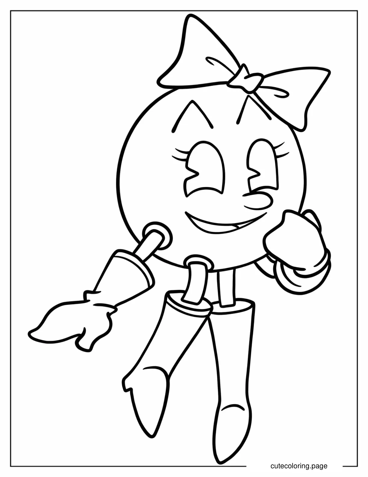 Cute Mrs. Pac Man Outline Coloring Page coloring page