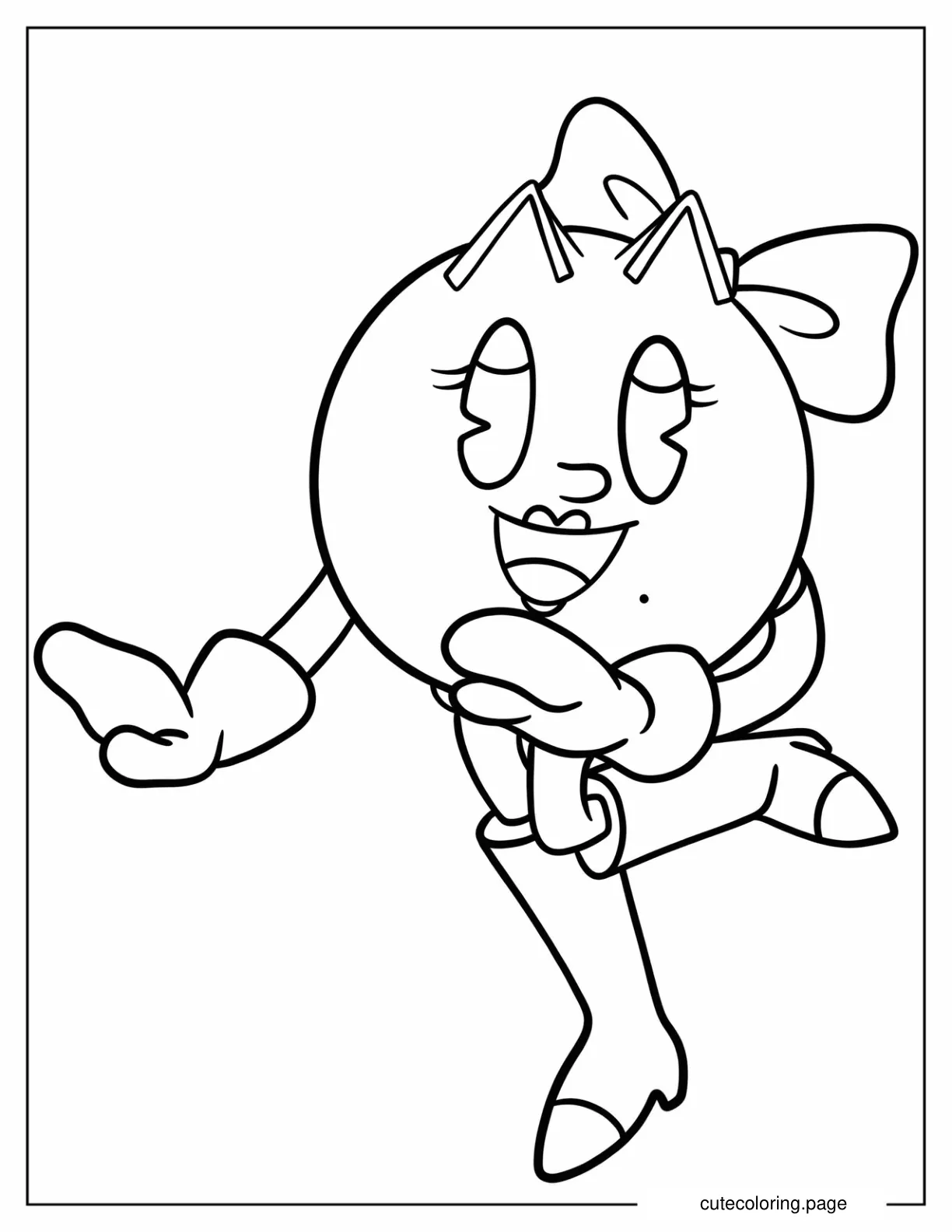 Kawaii Mrs. Pac Man Coloring Page For Kids coloring page