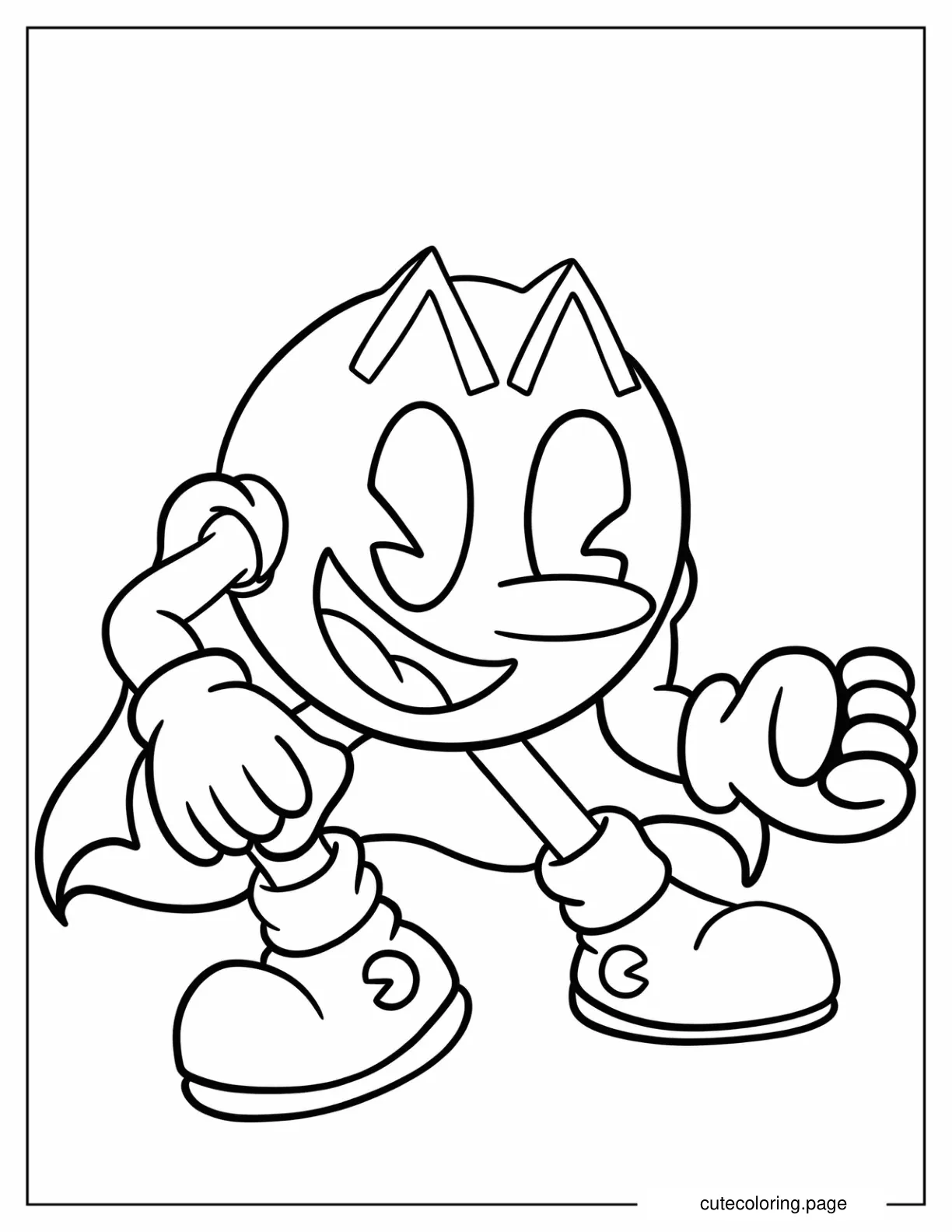 Simple Pac Man With Cape Coloring Page For Preschoolers coloring page