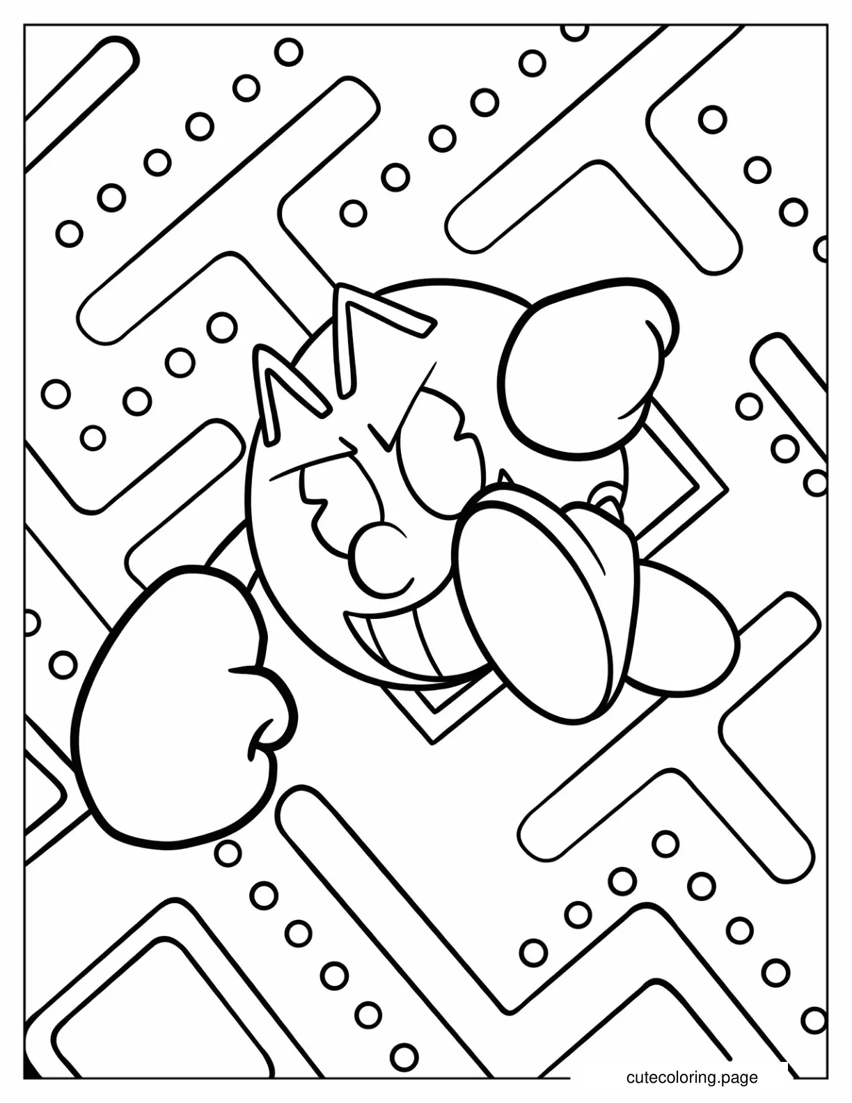 Smirking Pac Man With Maze In Background coloring page