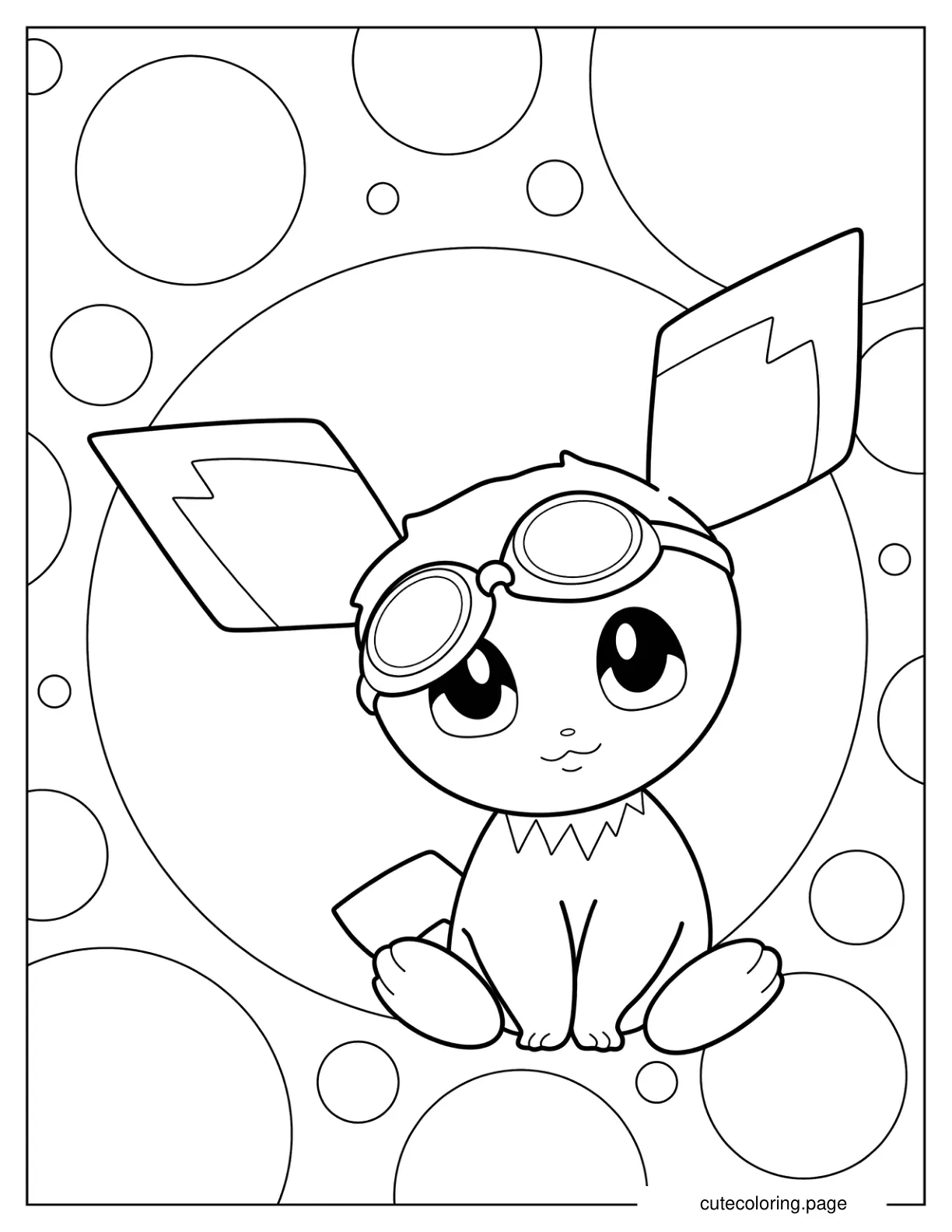 Cute Pichu Wearing Goggles Coloring Page For Kids coloring page