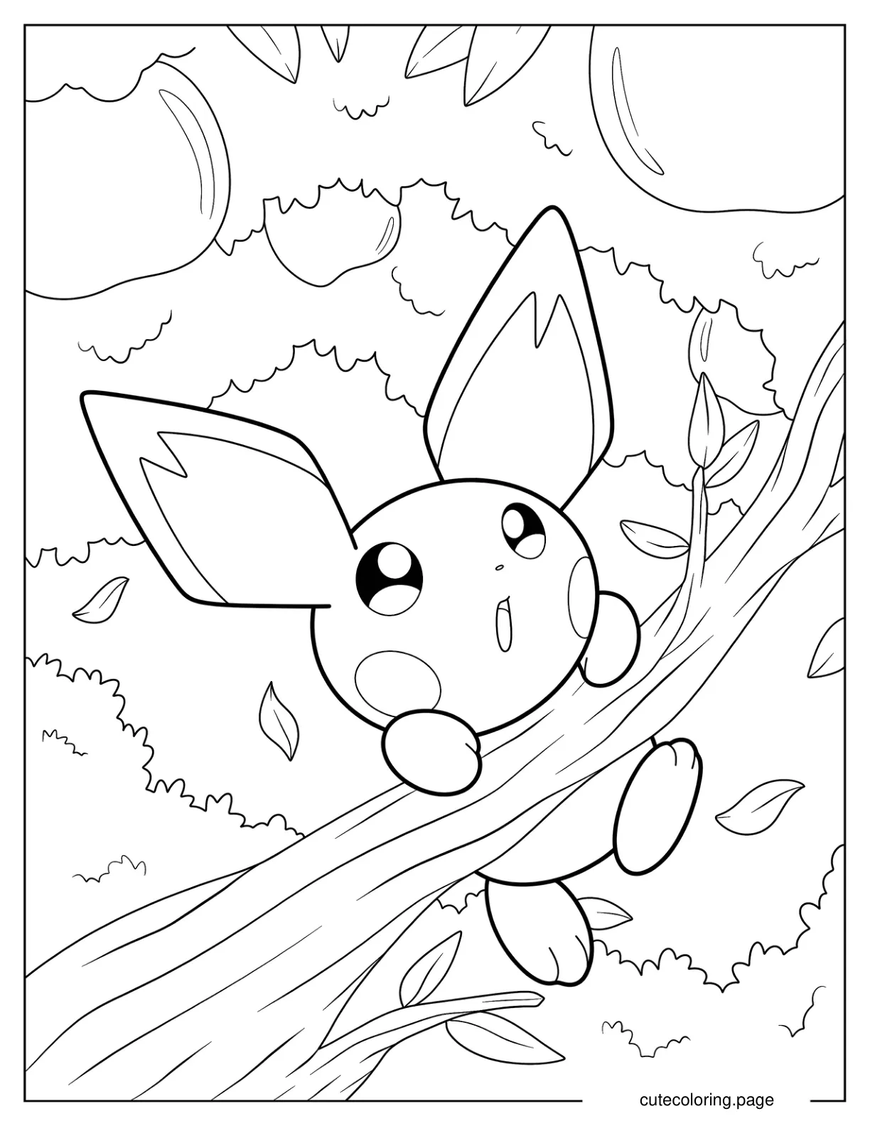 Pichu Climbing An Apple Tree coloring page