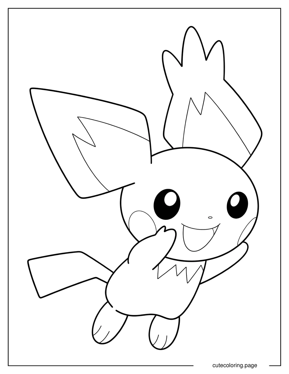 Pichu Leaping In The Air Outline Coloring Sheet For Preschoolers coloring page