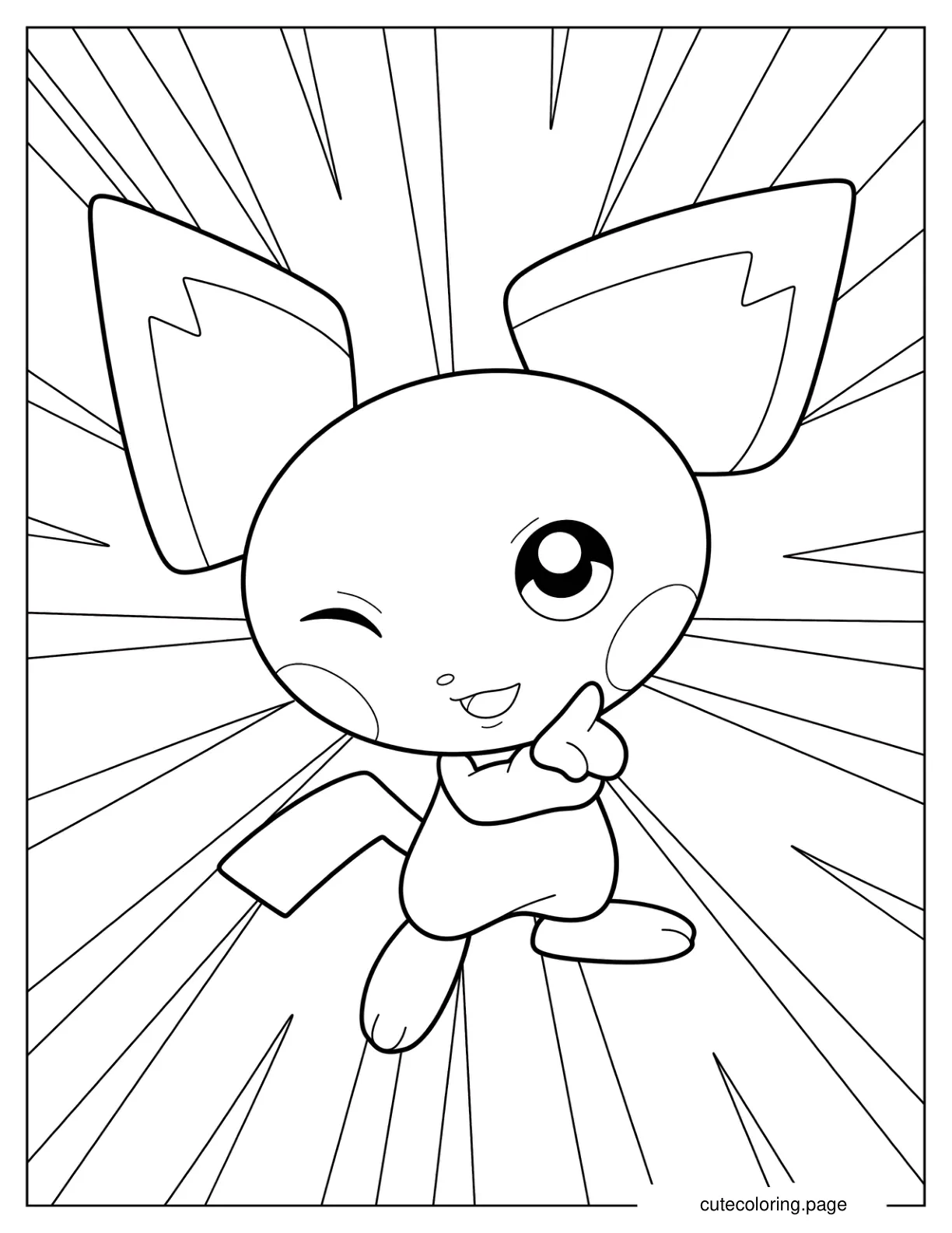 Winking Pichu Coloring Sheet For Kids coloring page