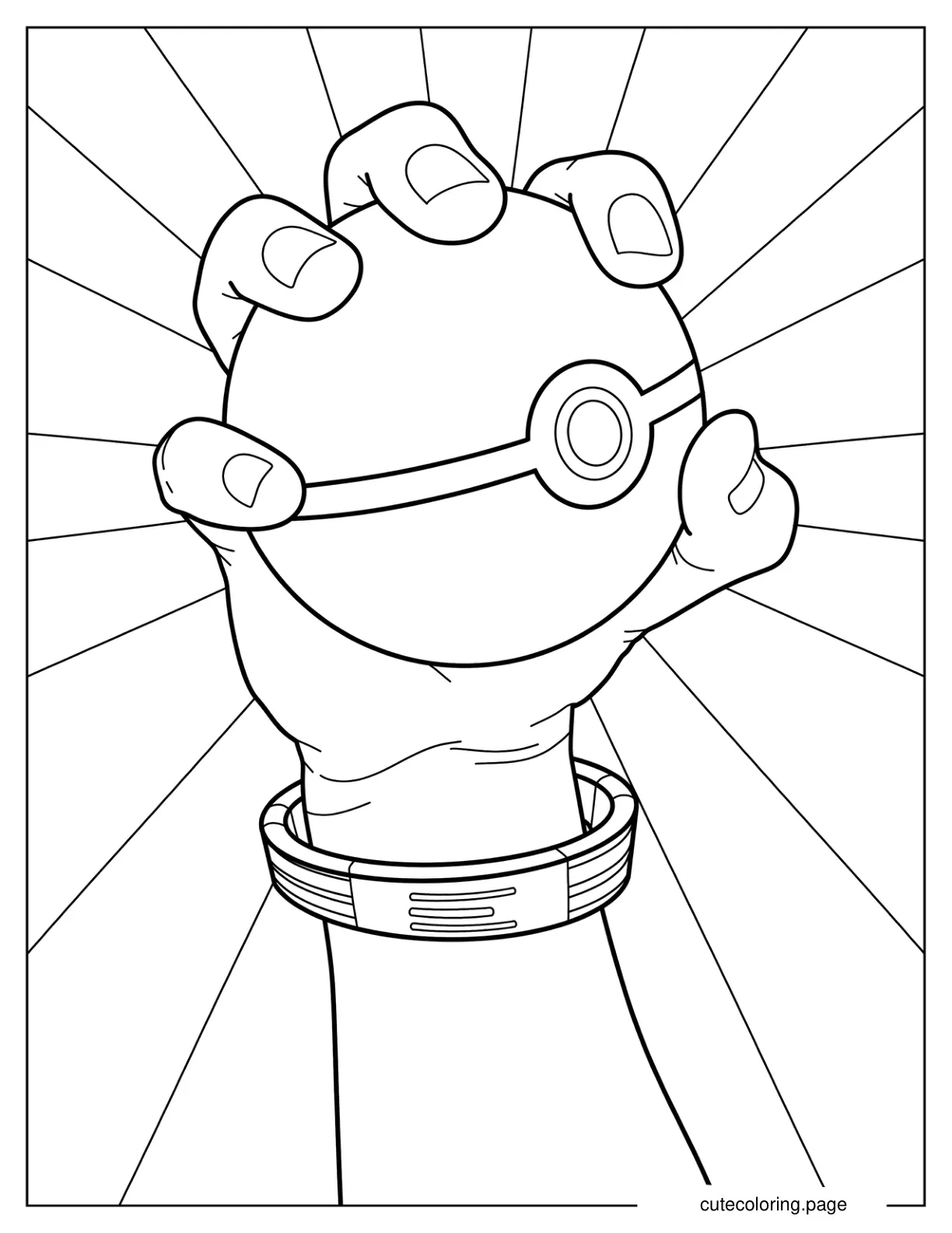 Easy Hand Holding Up Pokeball Coloring Sheet For Kids coloring page