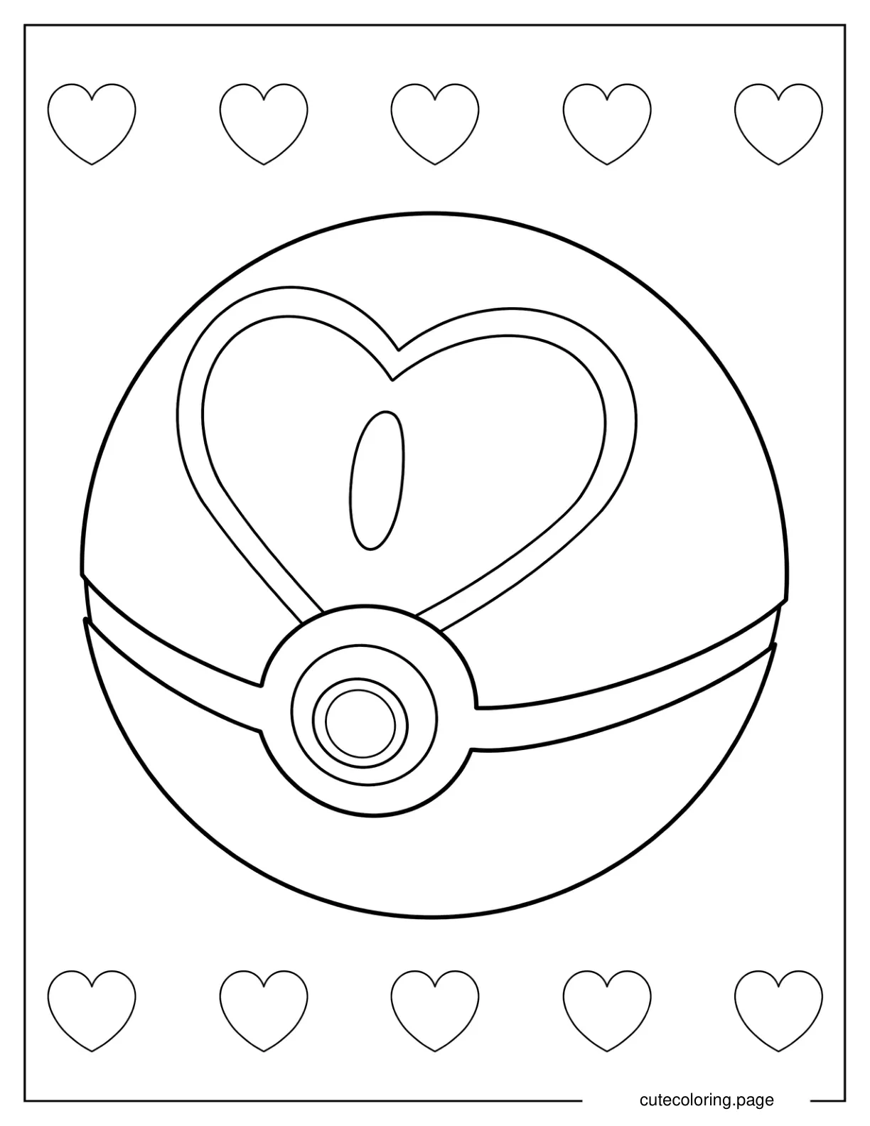 Love Ball Pokeball Coloring Sheet coloring page