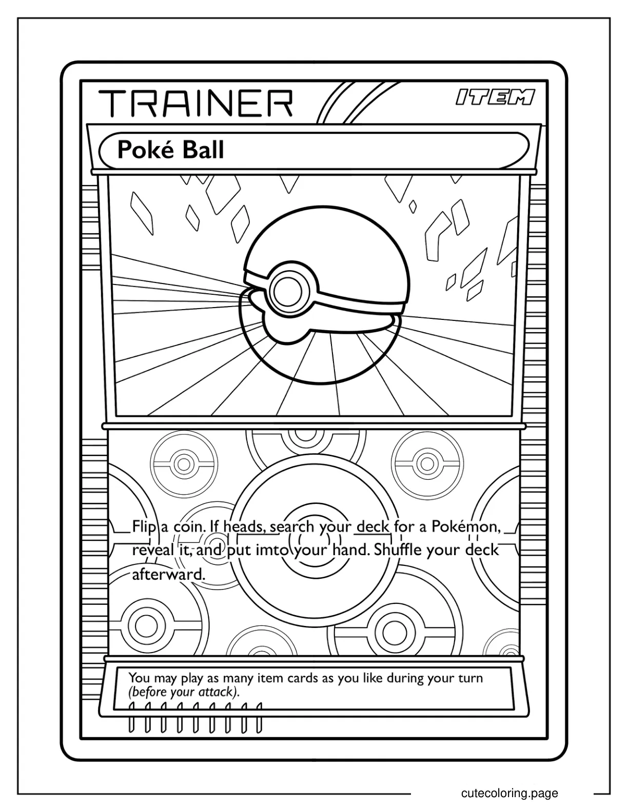 Poke Ball Pokemon Card coloring page