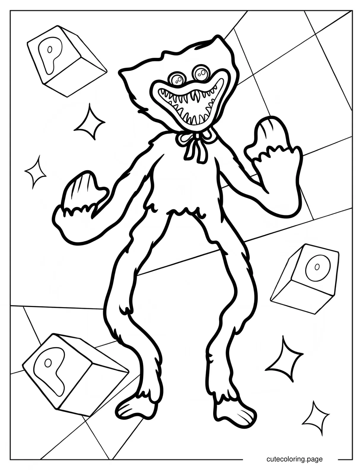 Frightening Huggy Wuggy Coloring Sheet coloring page