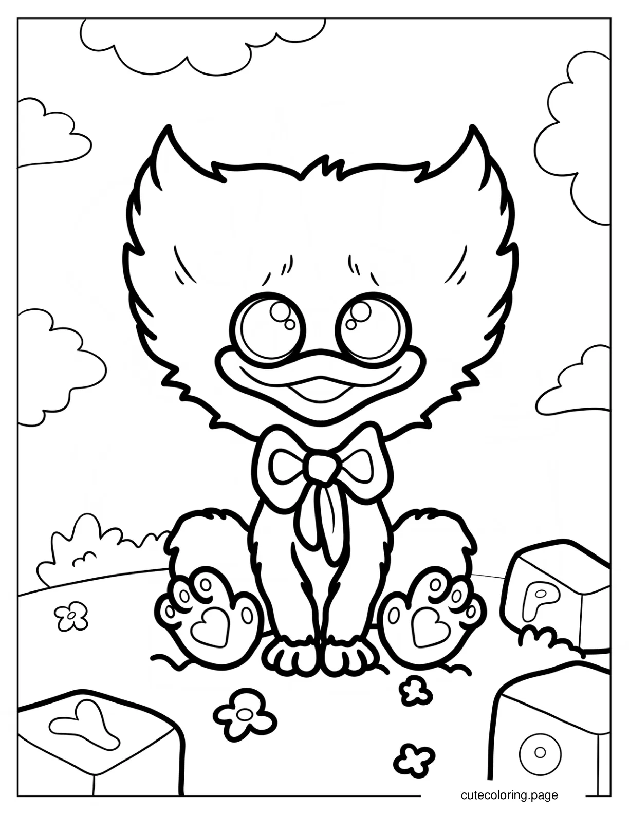 Kawaii Baby Huggy Wuggy Coloring Page For Preschoolers coloring page