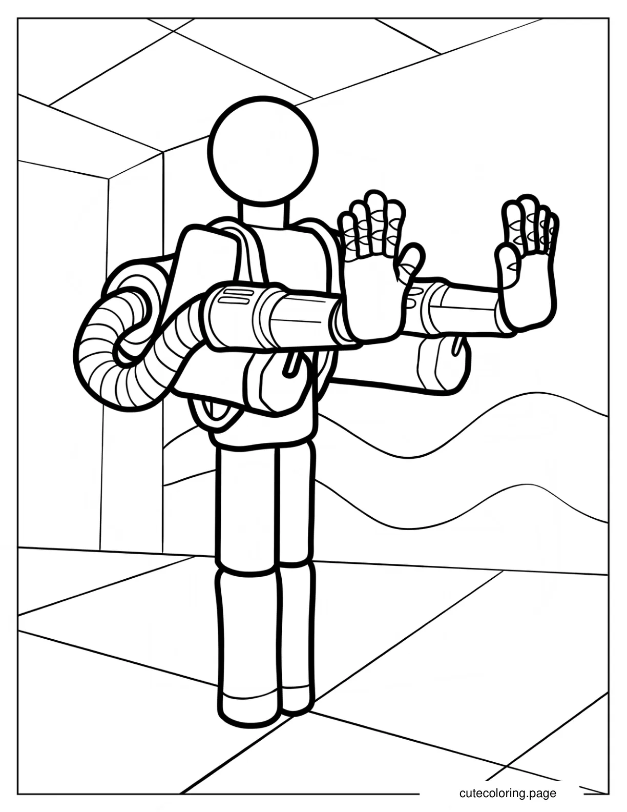 Poppy Playtime Player Wearing Grabpack Coloring Page coloring page