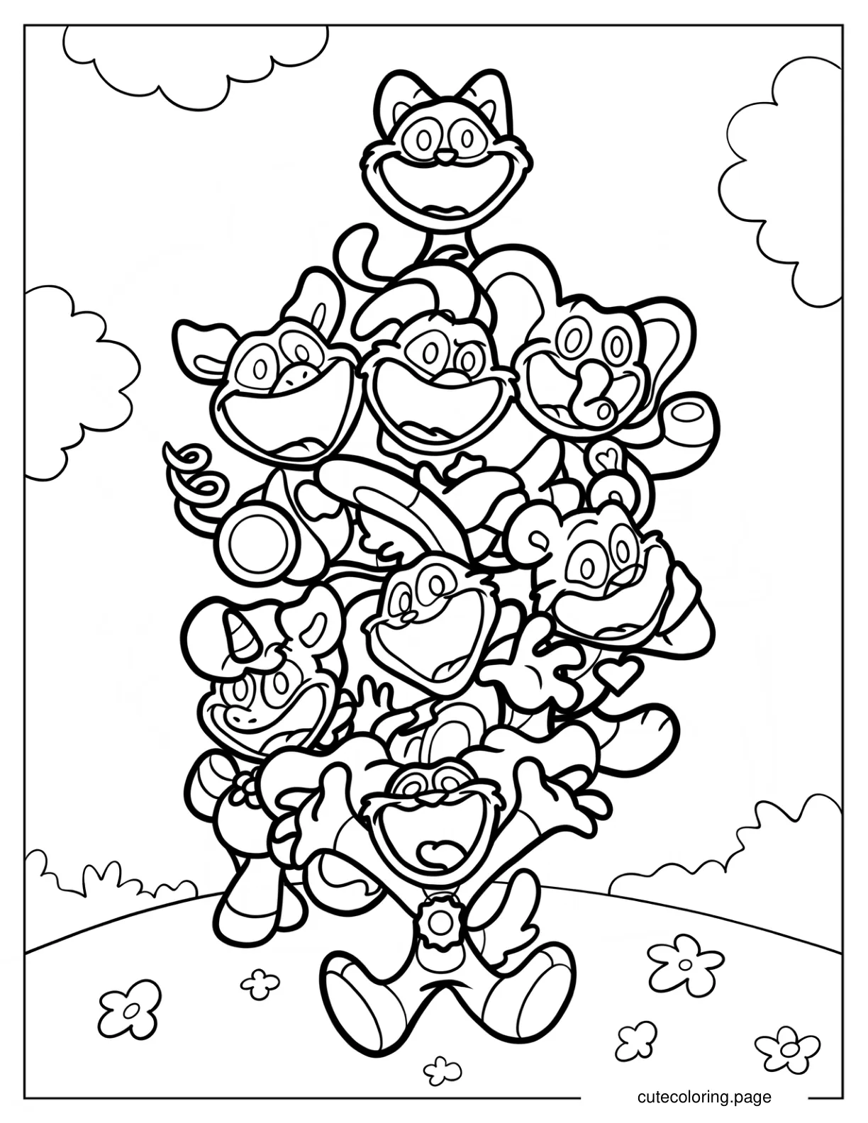 Poppy Playtime Smiling Critters Coloring Page coloring page