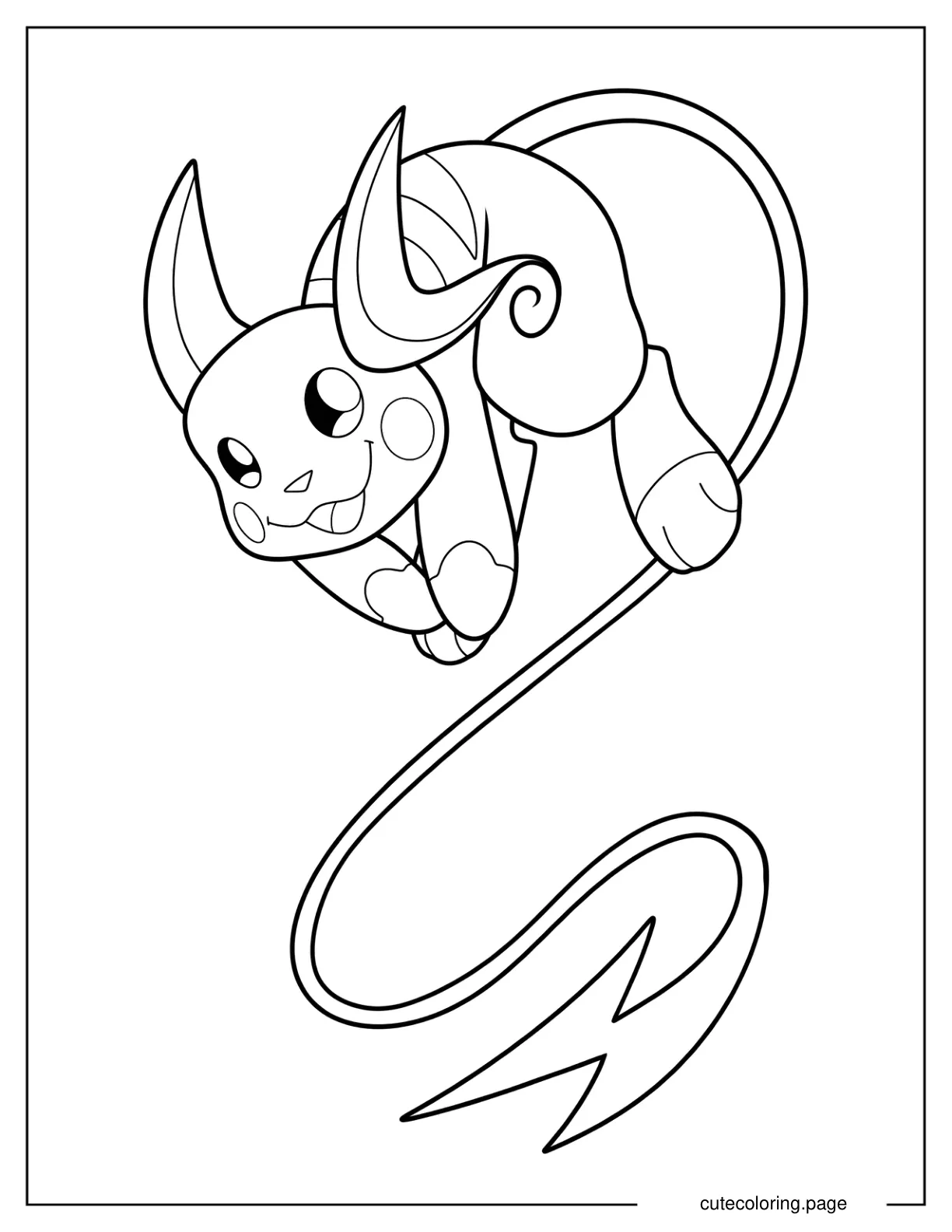 Alolan Raichu Using Tail To Attack Coloring Sheet coloring page