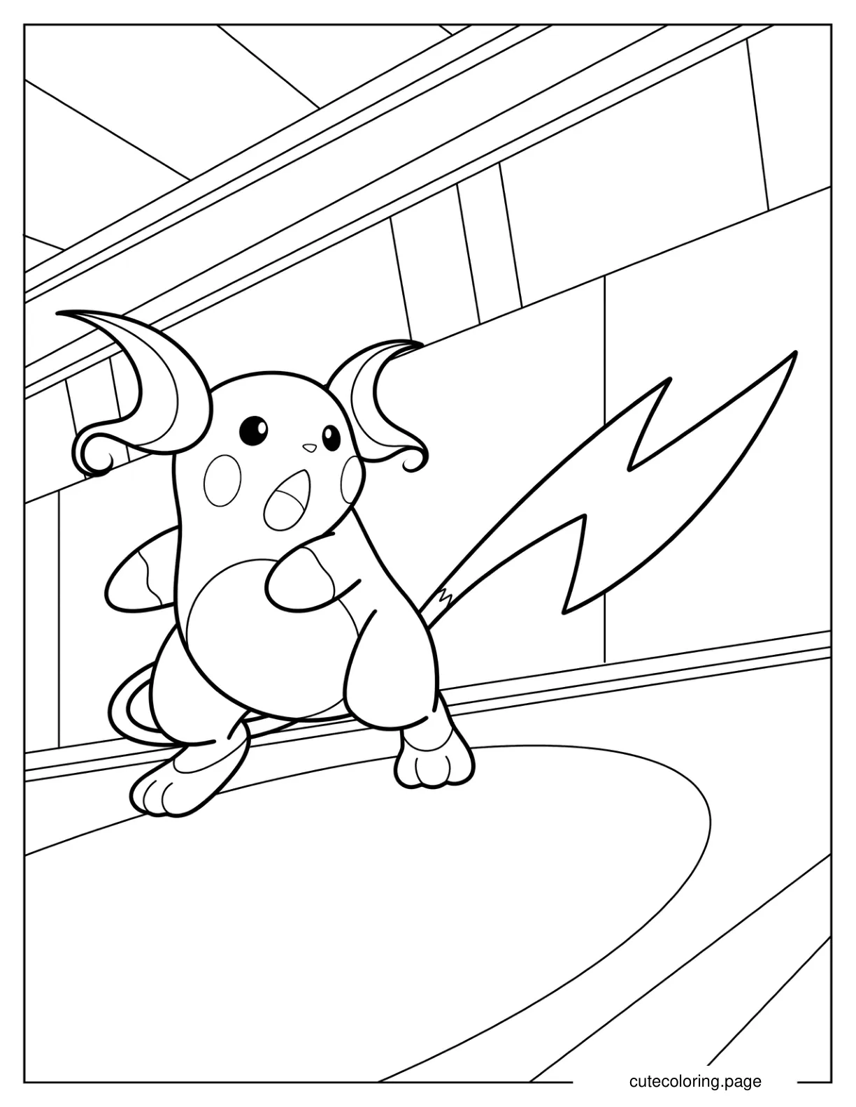 Cute Raichu Using Tail In Battle Coloring Page coloring page