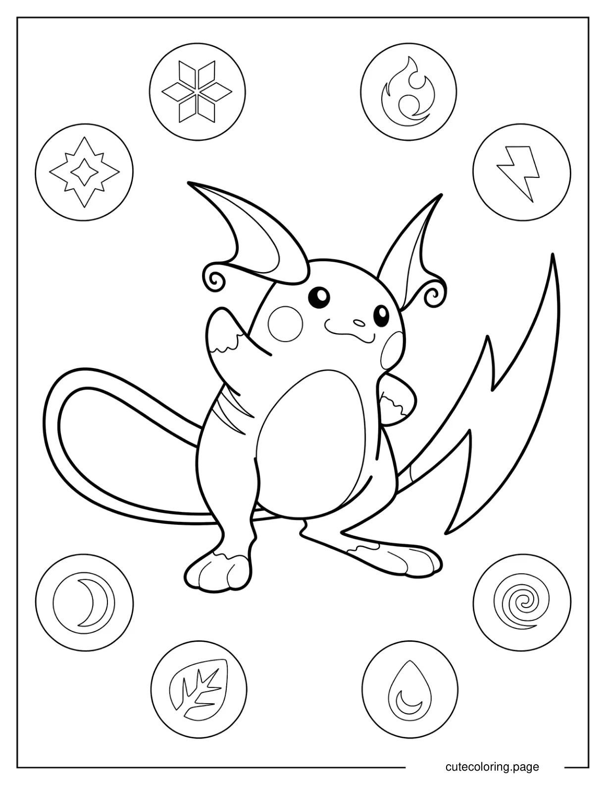 Raichu Waving Coloring Sheet For Kids coloring page