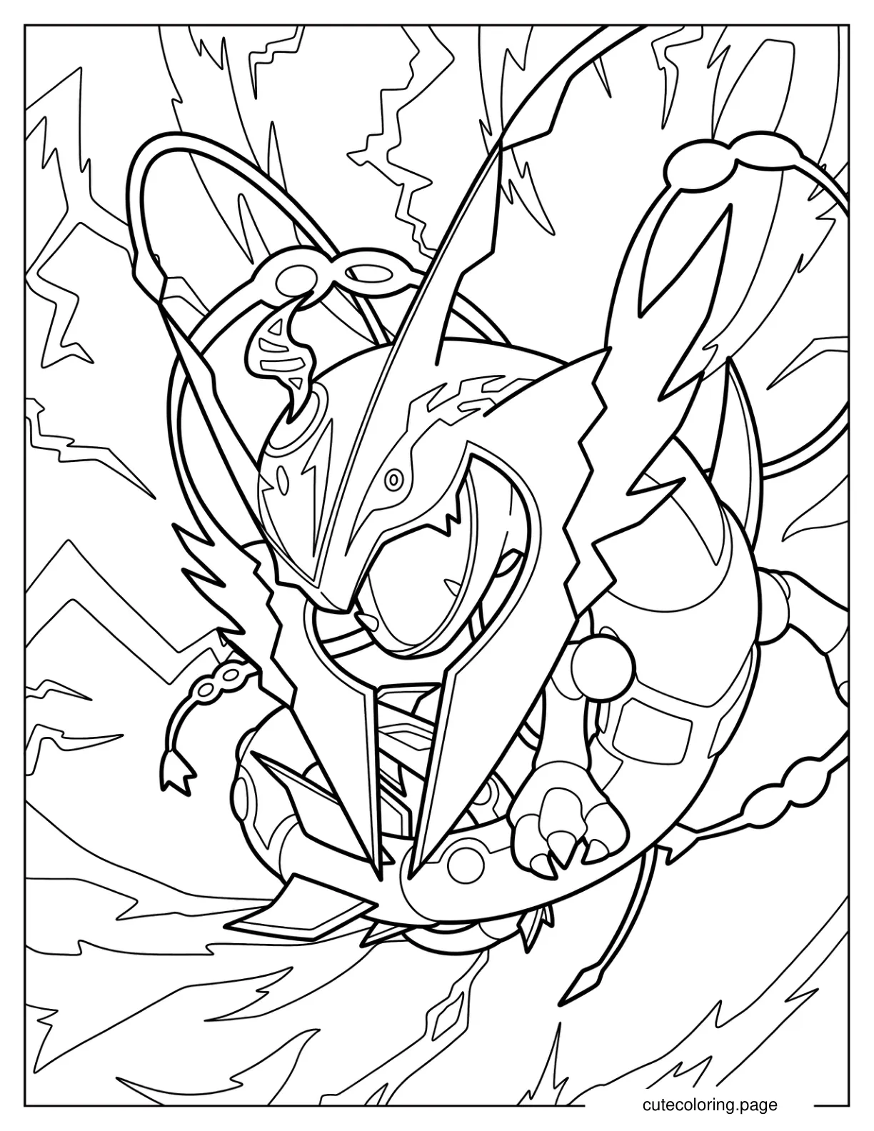 Angry Mega Rayquaza Attacking Coloring Sheet coloring page