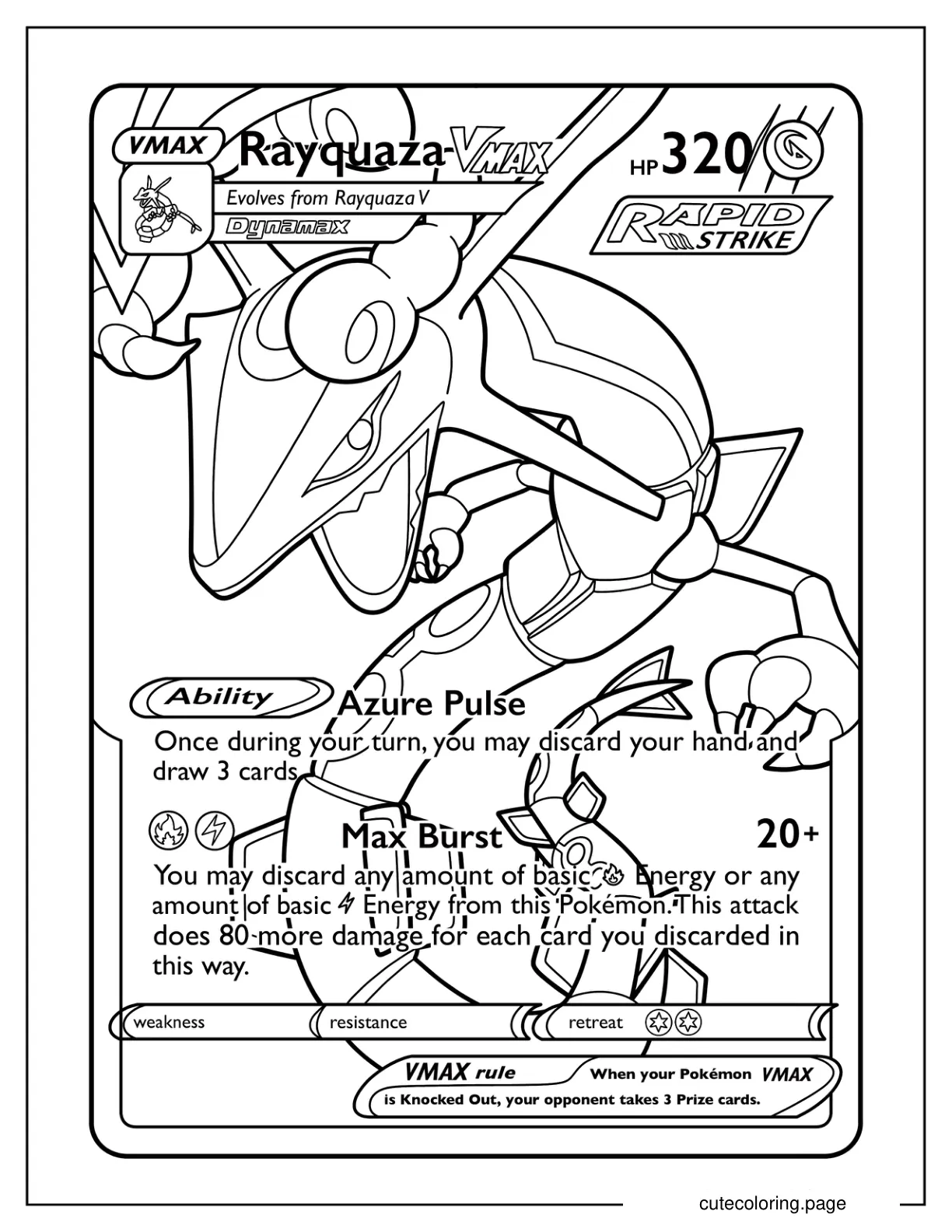 Azure Burst Rayquaza Pokemon Card coloring page