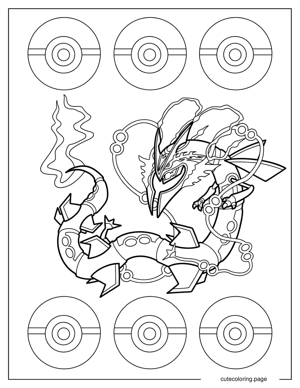 Detailed Mega Rayquaza Surrounded By Electricity Coloring Sheet coloring page