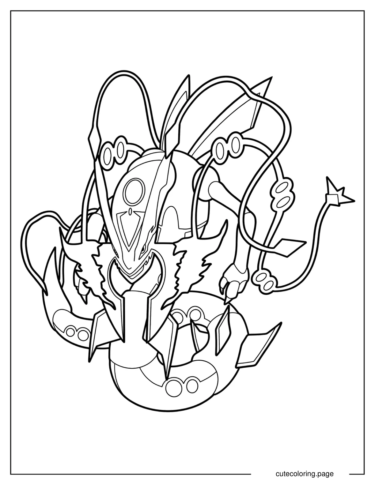 Easy Outline Of Rayquaza Coloring Sheet For Kids coloring page