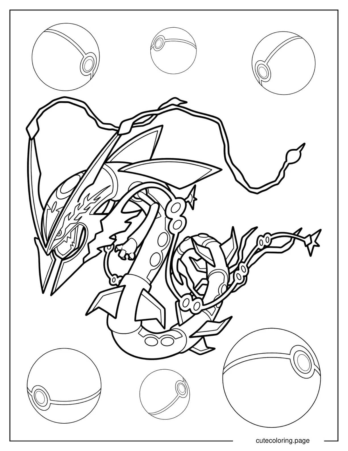 Mega Rayquaza In The Air Coloring Sheet coloring page