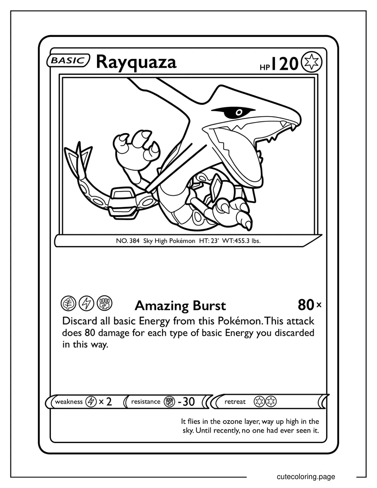 Rayquaza Amazing Burst Pokemon Card coloring page