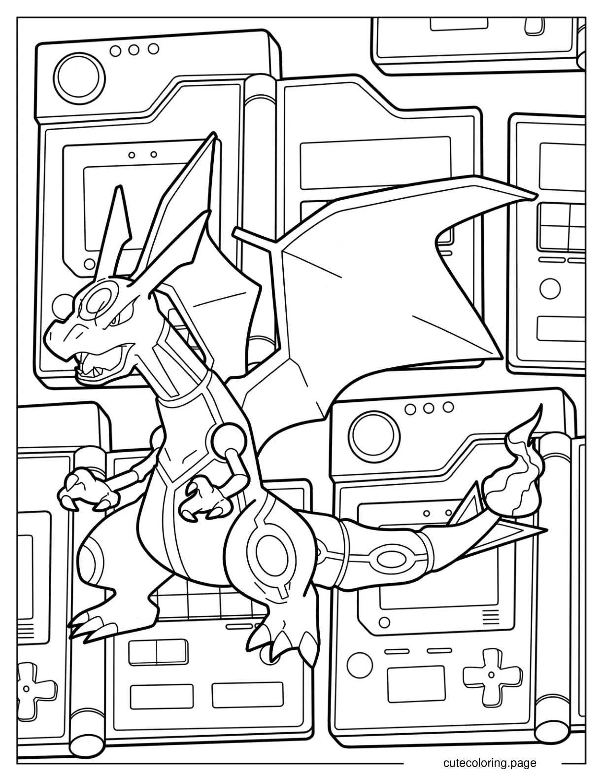 Rayquaza Charizard Mix coloring page