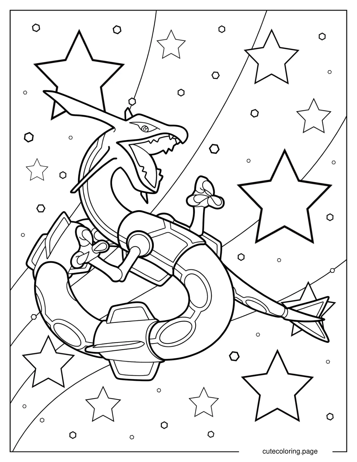 Rayquaza Roaring Coloring Sheet coloring page