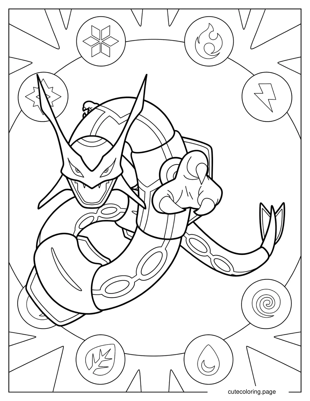 Rayquaza With Claws Out Coloring Page coloring page