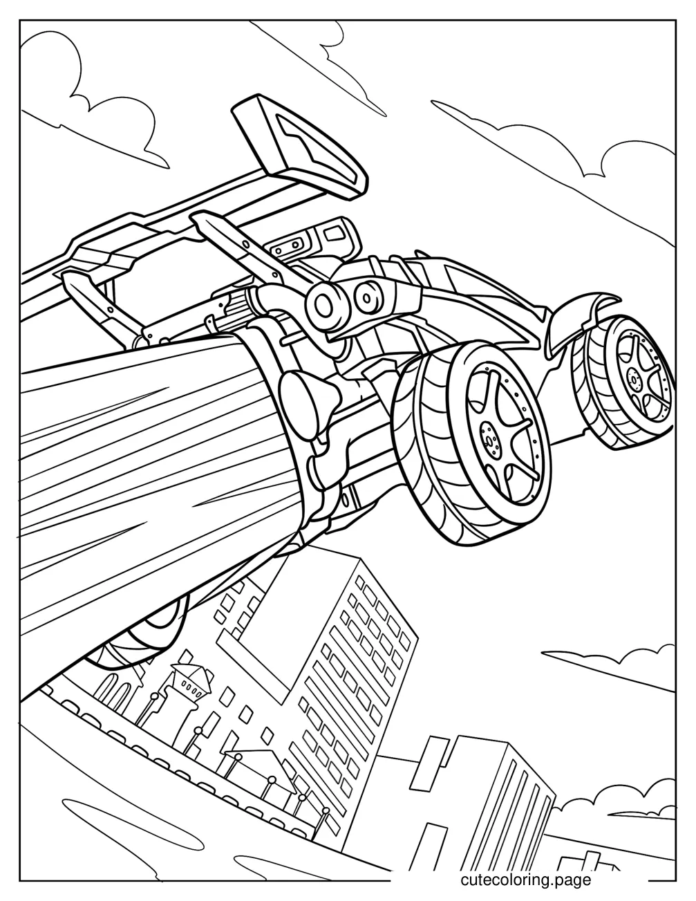 Octane Battle Car With Rear Thrusters Blasting Coloring Sheet coloring page