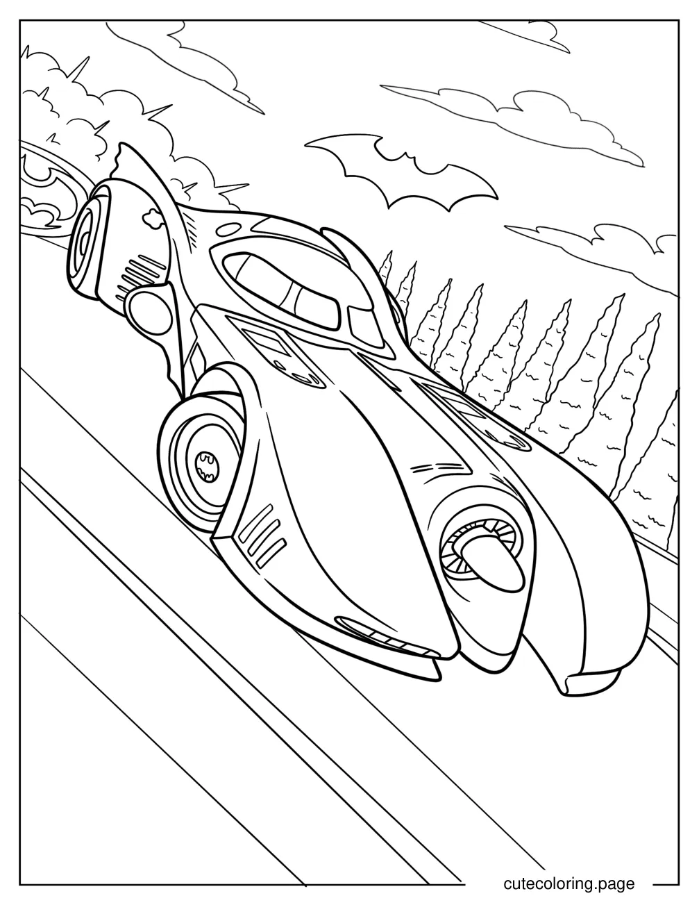 Rocket League Batmobile Coloring Page For Kids coloring page