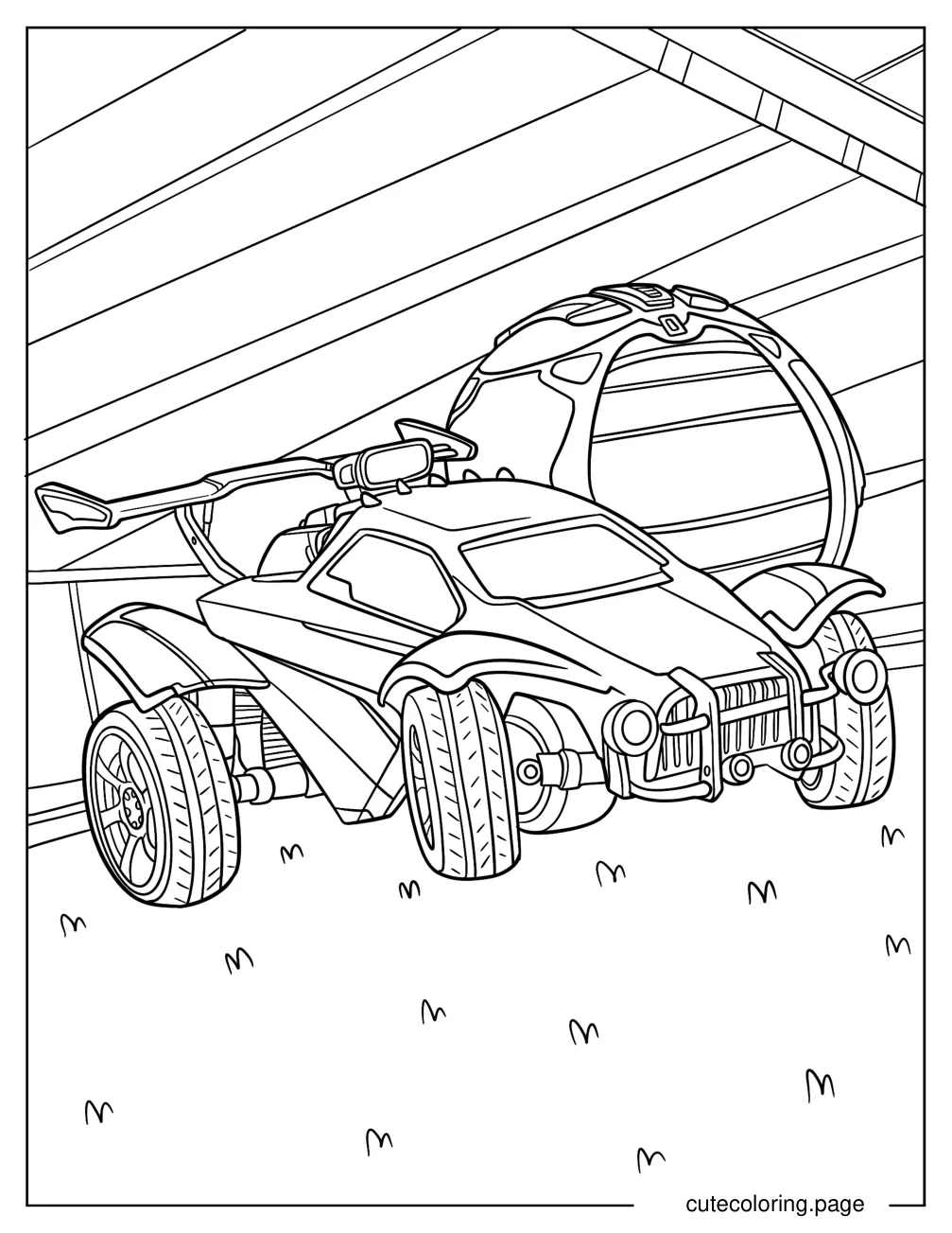 Rocket League Battle Car Next To The Ball Coloring Sheet coloring page