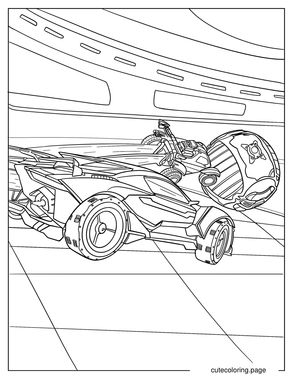 Rocket League Battle Cars Chasing The Ball coloring page