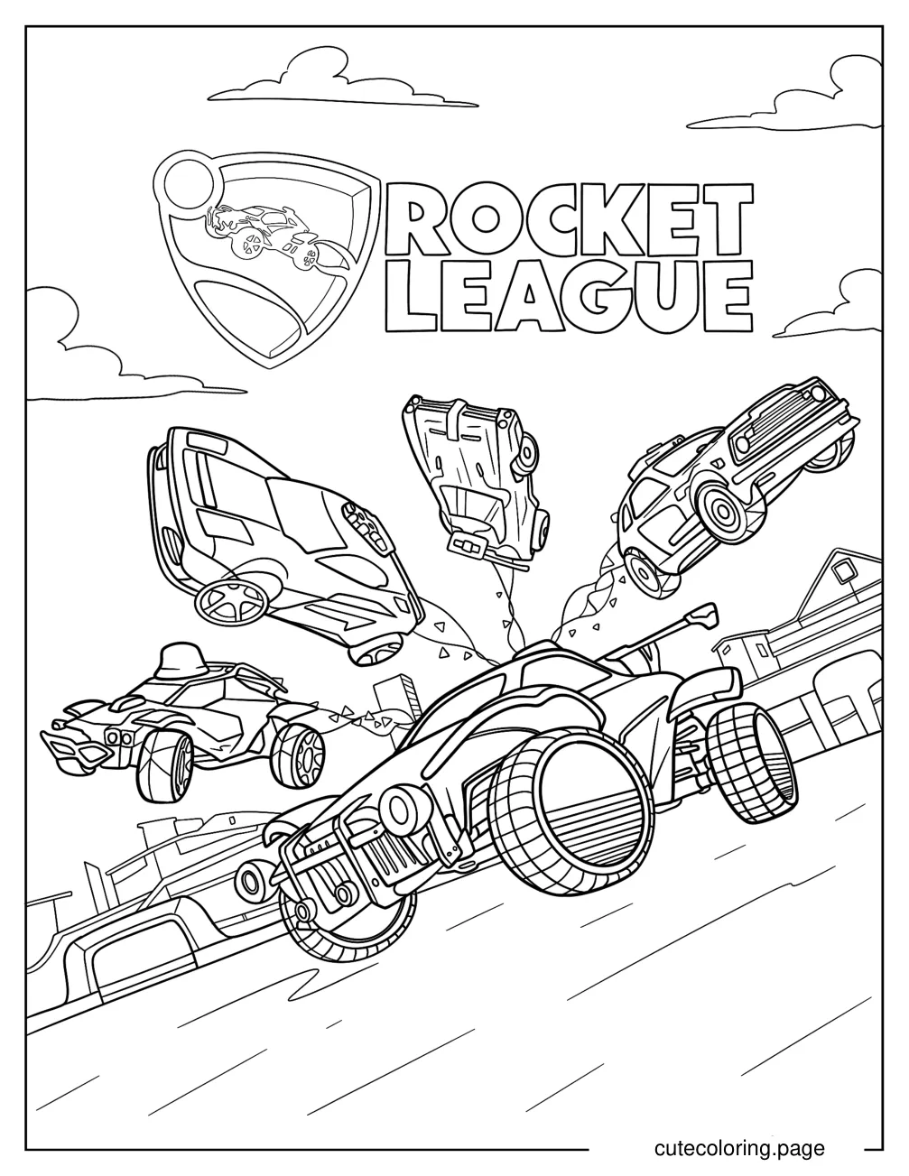 Rocket League Battle Cars Poster Coloring Page For Kids coloring page