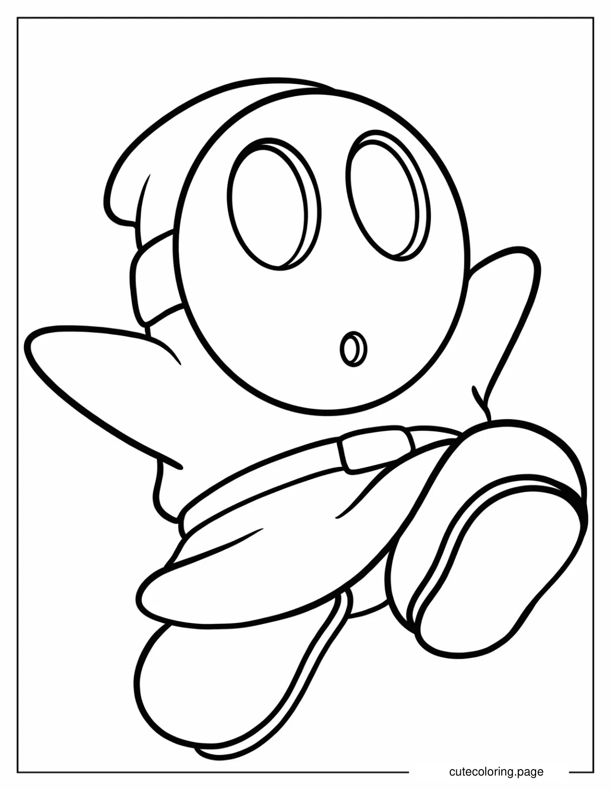 Cute Outline Of Shy Guy Coloring Sheet For Kids coloring page