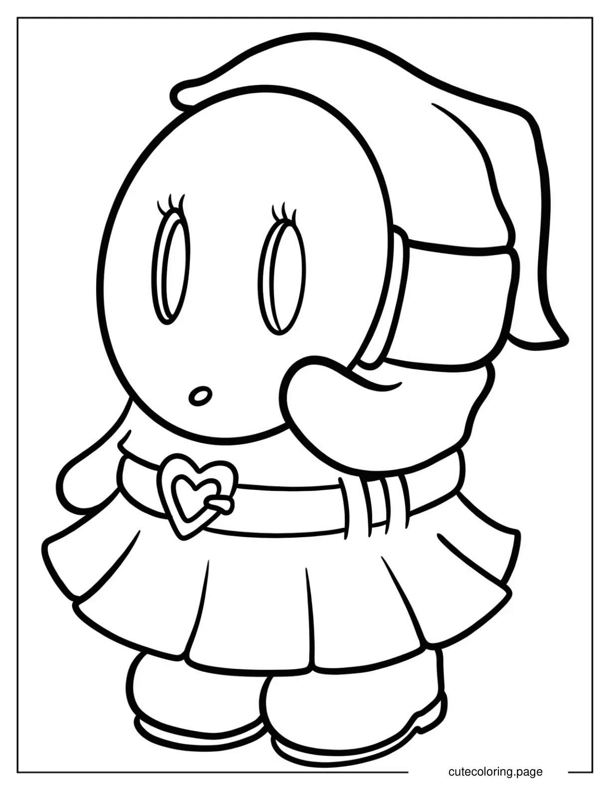 Female Shy Guy With Lashes And Dress Coloring Sheet coloring page