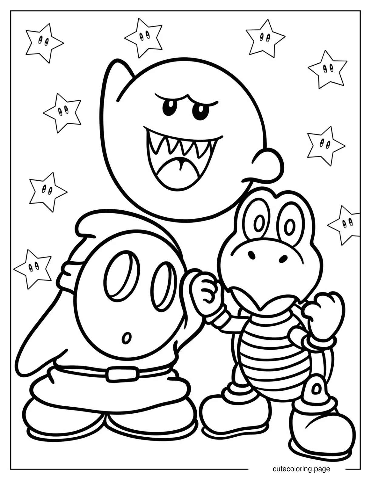 Yoshi Boo And Shy Guy Coloring Page coloring page